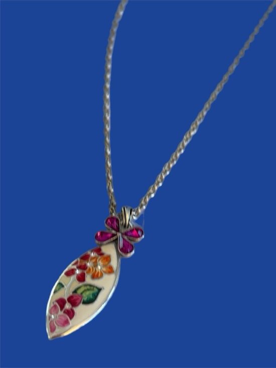 Brighton HAMPTON NWT $108 Purple Crystal & Multi-Color Enamel Flower Necklace